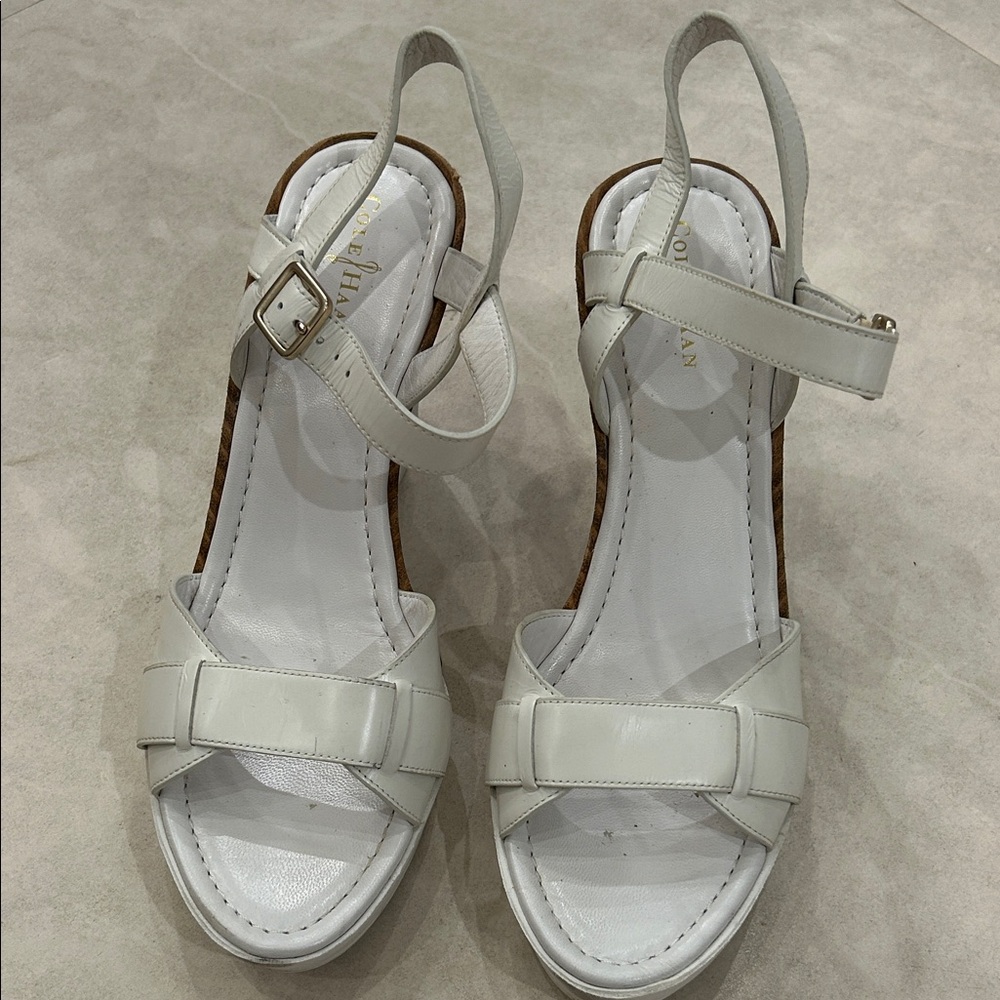 Cole Haan Women's white wedge Sandals with Nike Air comfort soles